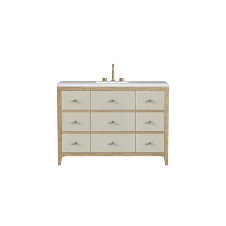 James Martin Vanities 48'' Single Vanity, Sunwashed Oak with Embossed Shagreen w/ 3 CM Arctic Fall Solid Surface Top D604-V48-SHG-3AF
